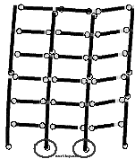 Figure 1. Deformation and plastic hinges of typical frames during collapse