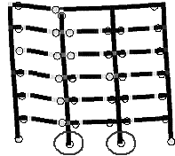 Figure 1. Deformation and plastic hinges of typical frames during collapse