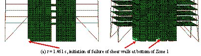 Figure 15 Collapse details of the super-tall building subjected to El-Centro ground motion in the Y-direction (PGA = 2940 cm/s2)