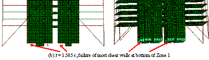 Figure 15 Collapse details of the super-tall building subjected to El-Centro ground motion in the Y-direction (PGA = 2940 cm/s2)
