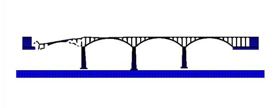 (b) Collapse of first span (t=2.16s)