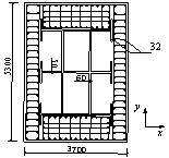 Typical cross-section of mega-column and detailed and simplified FE models