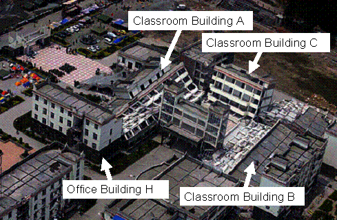 Figure 1. Bird¡¯s view of Xuankou School after earthquak