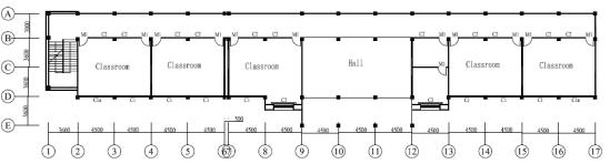 Figure 2. Plane layout of Classroom Building A (unit: mm)