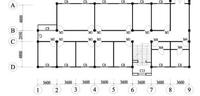 Figure 6. Plan layout of Office Building H (unit: mm)