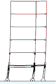 Figure 14. Plastic zone in the bottom story subjected to Wenchuan NS+UD ground motions (Hybrid-model)