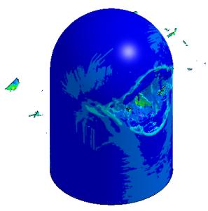 Figure 18 Scattering of the aircraft debris during the impact process