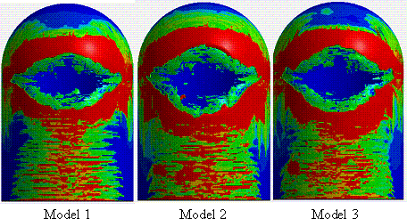 Figure 23 Concrete plastic strain at the front side of the containment building 