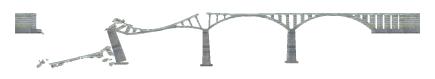 Fig. 9. Comparison between the FE and interpolation results for the stone arch bridge