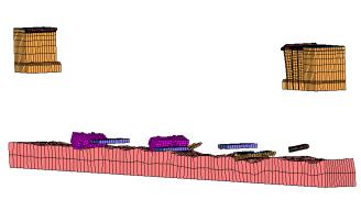 Fig. 2. Results of FE analysis for a bridge collapse