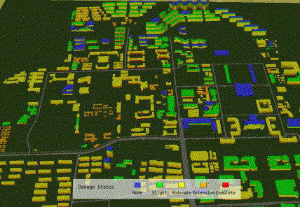 (c) Damage and collapse state of the entire campus