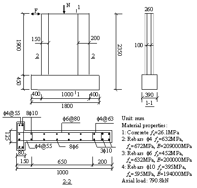 Fig. 7. Specimen dimensions and reinforcement details