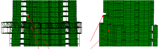 Fig. 6. Collapse process of Model B subjected to El-Centro in the x direction (PGA=1.7 g)