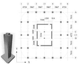 Fig. 1 Three-dimensional view and typical floor plan of Buildings 2A and 2N (Lu et al. 2015b)