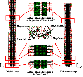 Figure 7. Typical collapse modes of the two design schemes subjected to extreme earthquakes