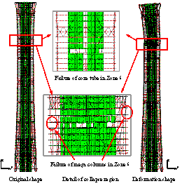 Figure 7. Typical collapse modes of the two design schemes subjected to extreme earthquakes