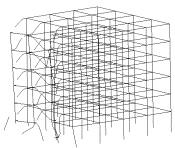 Fig. 6. Collapse modes of RC6 in different column removal scenarios (Nominal gravity = 1.0g)