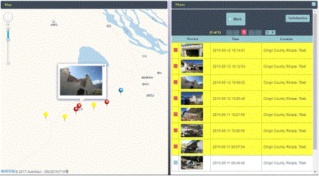 Fig. 10. The distribution of building seismic damage with photos displayed on the map