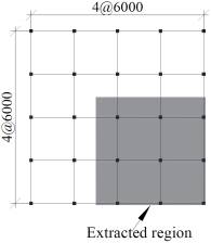 Specimen details: (a) substructure extraction from the ground floor of the prototype structure; (b) extracted specimen. (Unit: mm)