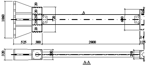 Dimensions of test specimens subjected to progressive collapse loading protocol (unit: mm)