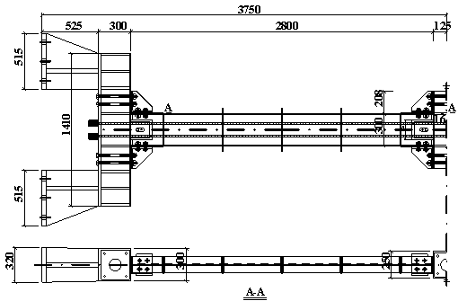 Dimensions of test specimens subjected to progressive collapse loading protocol (unit: mm)