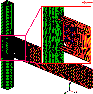 Figure 26 Finite element models of seismic cyclic test specimens (1/4 model adopted due to symmetry)