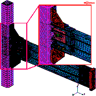 Figure 26 Finite element models of seismic cyclic test specimens (1/4 model adopted due to symmetry)